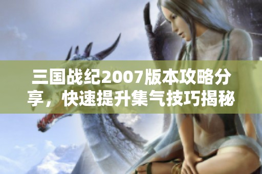 三国战纪2007版本攻略分享，快速提升集气技巧揭秘