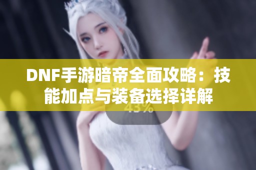 DNF手游暗帝全面攻略：技能加点与装备选择详解