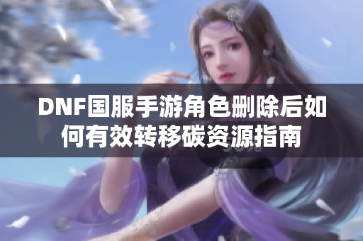 DNF国服手游角色删除后如何有效转移碳资源指南